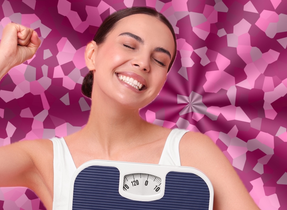 Background, scale, weight loss, smiling, fit, woman